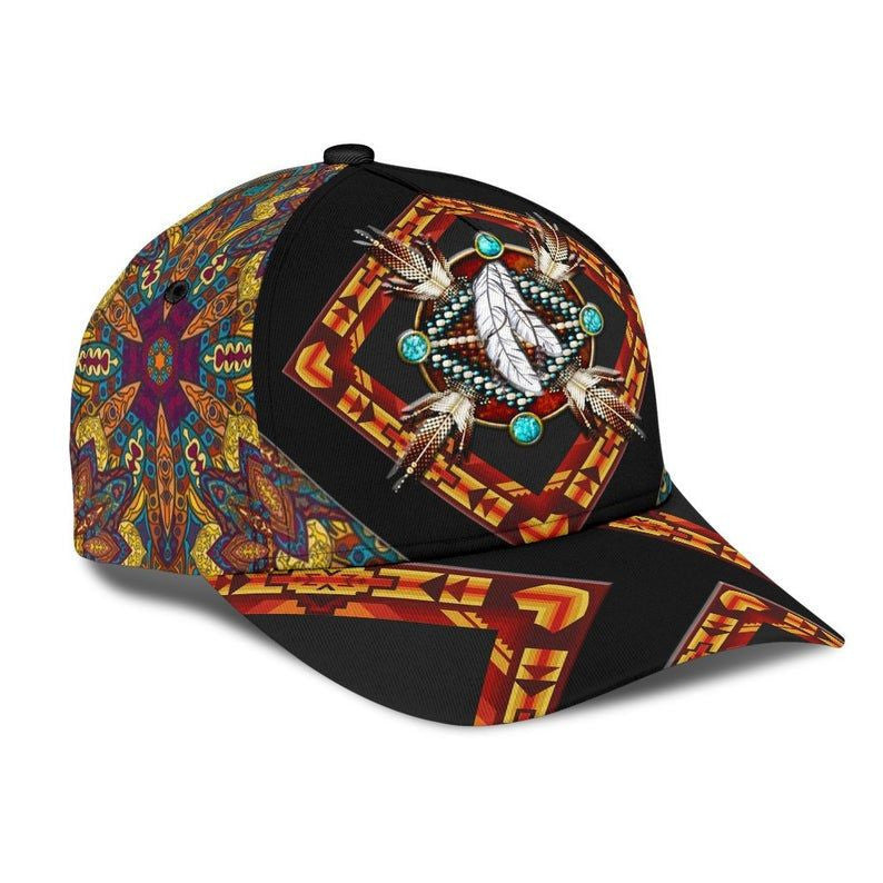 American Native Classic Cap 3D, Native Chief Feathers Cap, Baseball Cap, Cap, Unisex Hat Classic Cap Trucker Hats Custom Hats Gifts For Men & Women