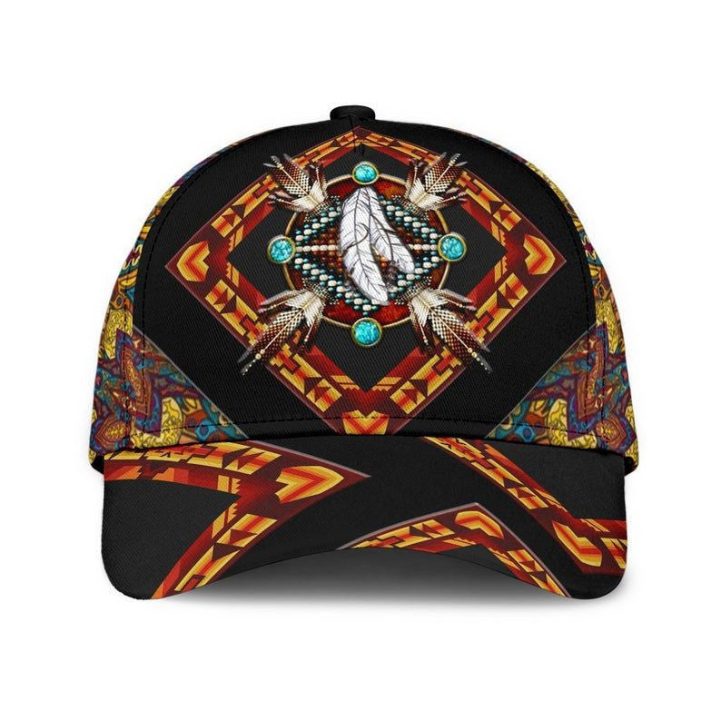 American Native Classic Cap 3D, Native Chief Feathers Cap, Baseball Cap, Cap, Unisex Hat Classic Cap Trucker Hats Custom Hats Gifts For Men & Women