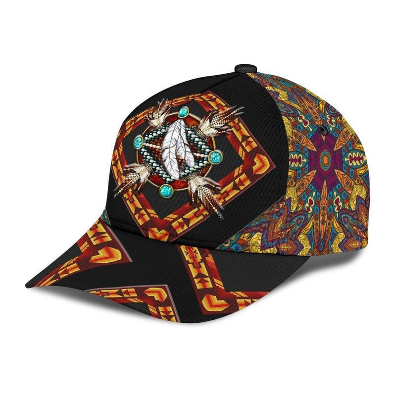 American Native Classic Cap 3D, Native Chief Feathers Cap, Baseball Cap, Cap, Unisex Hat Classic Cap Trucker Hats Custom Hats Gifts For Men & Women