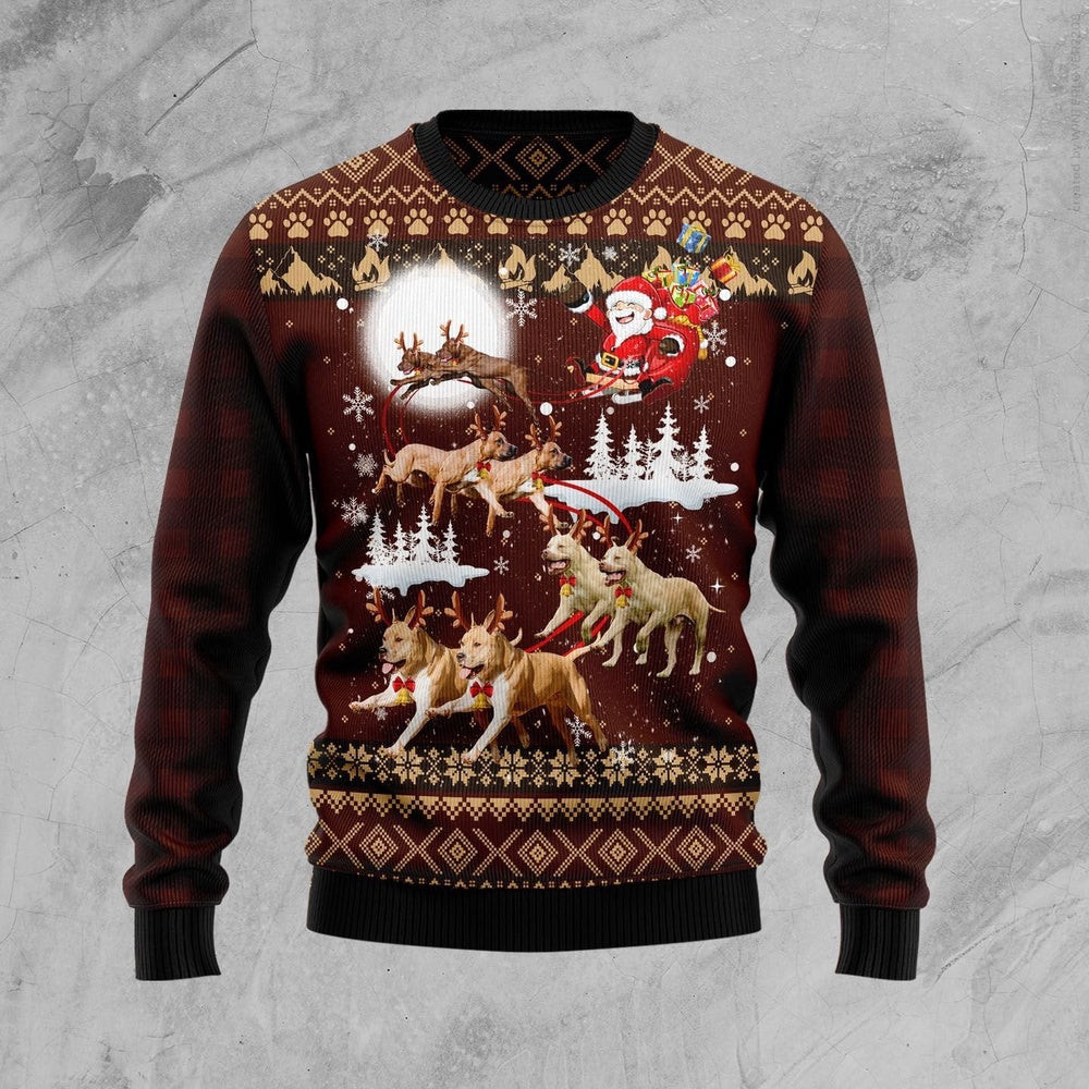 American Pit Bull Terrier Reindeers Car Ugly Christmas Sweater Christmas Gift