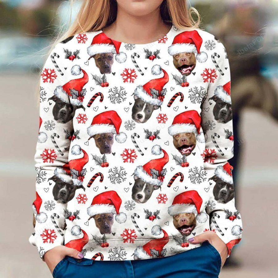 American Pit Bull Terrier Ugly Christmas Sweater Adult 3D Funny Matching for family