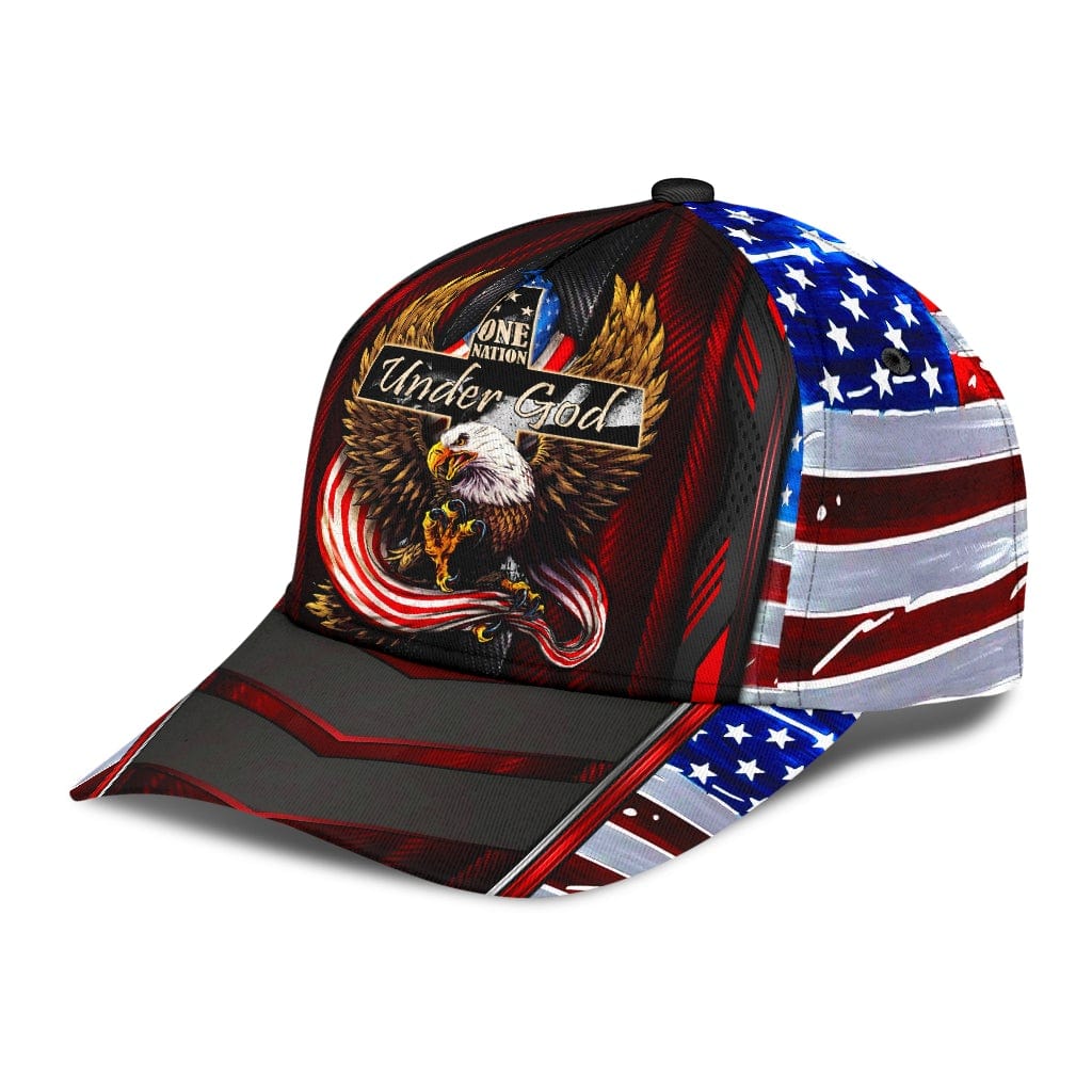 American Pride Eagle Baseball Cap One Nation Under God USA Eagle Flag Classic Hat Trucker Hats Custom Hats Gifts For Men & Women