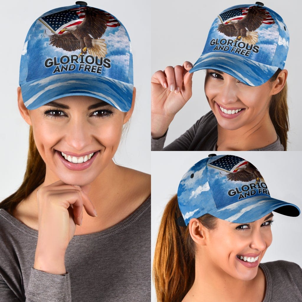 American Pride Glorious And Free Eagle Baseball Cap Eagle And United States Flag Classic Hat Trucker Hats Custom Hats Gifts For Men & Women