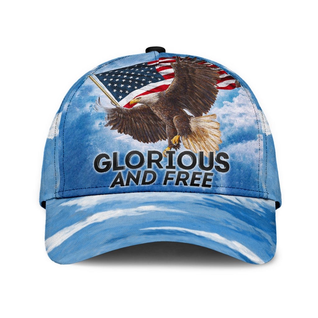American Pride Glorious And Free Eagle Baseball Cap Eagle And United States Flag Classic Hat Trucker Hats Custom Hats Gifts For Men & Women