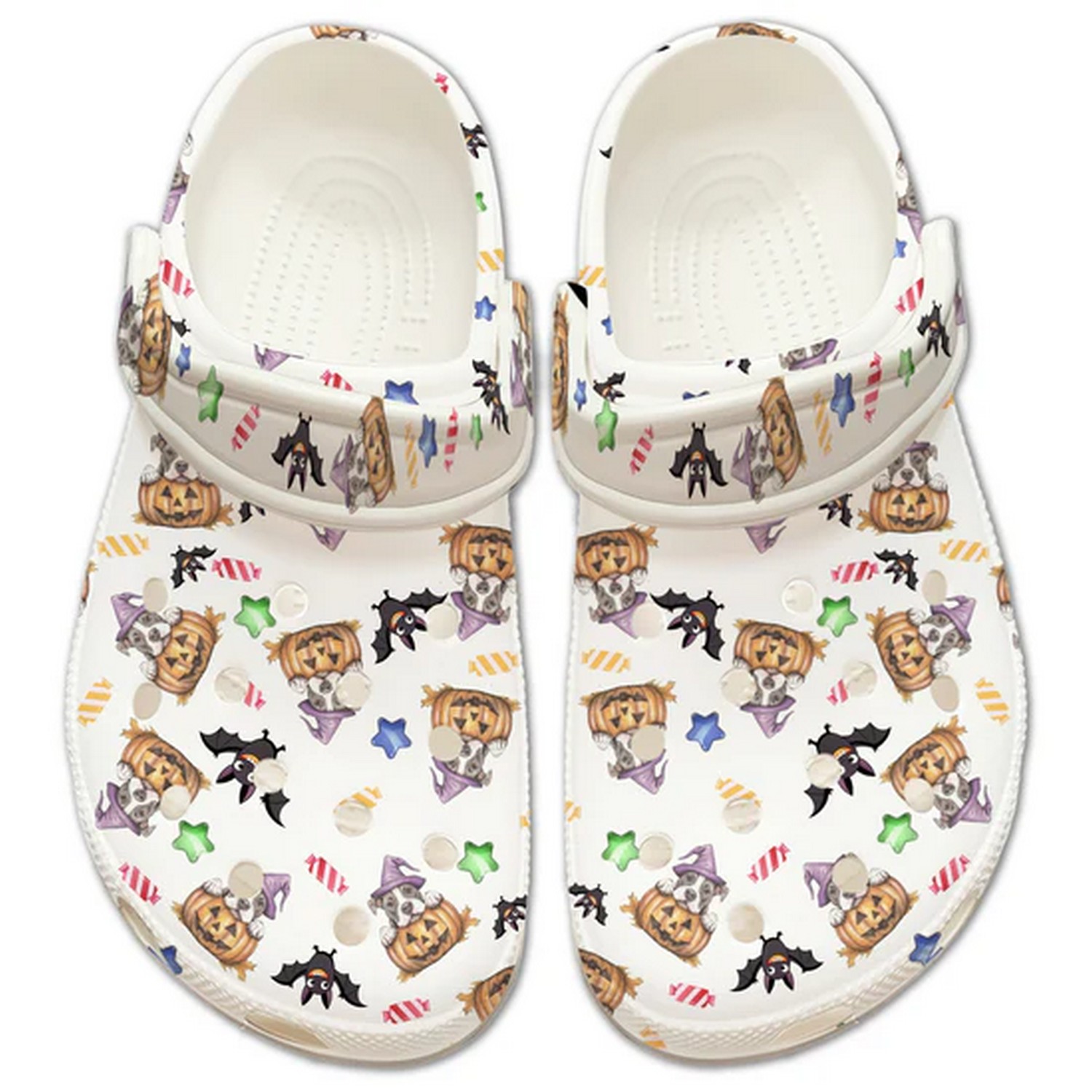 American Staffordshire Terrier Dog And Spooky Candy Halloween Crocs Crocband Clogs Shoes Comfortable For Men Women and Kids