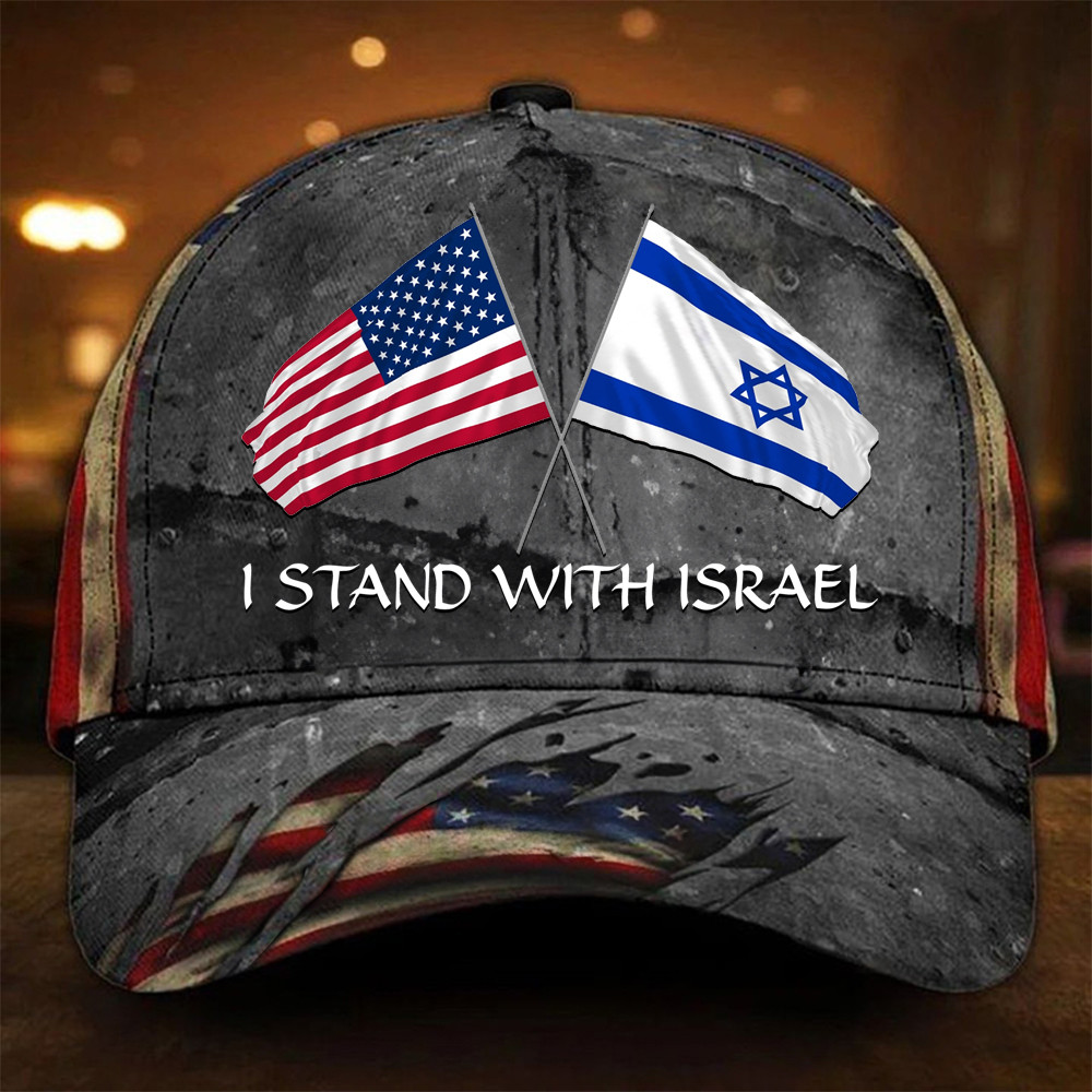 American Stand With Israel Hat Support Israel Old Vintage USA Flag Hat Patriotic Merch Trucker Hats Custom Hats Gifts For Men & Women