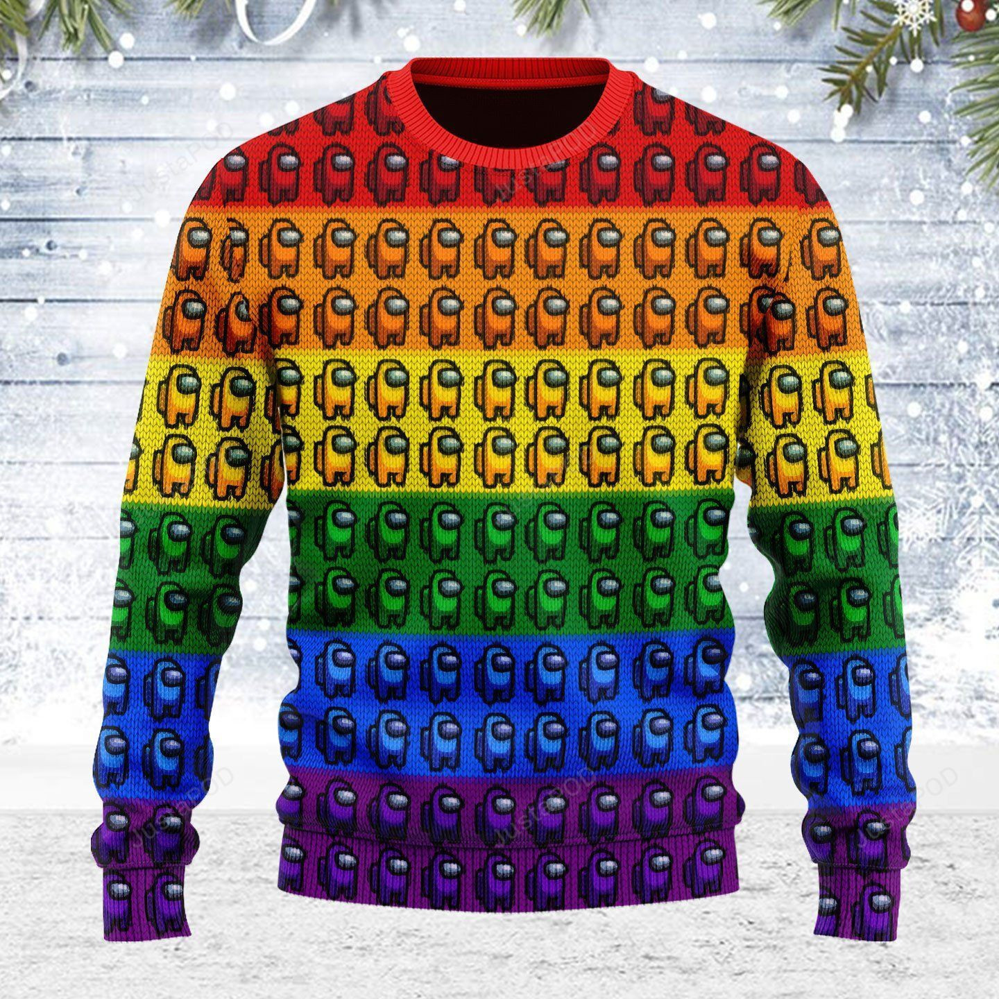 Among Us Gay Pride Ugly Christmas Sweater Adult 3D Funny Matching for family