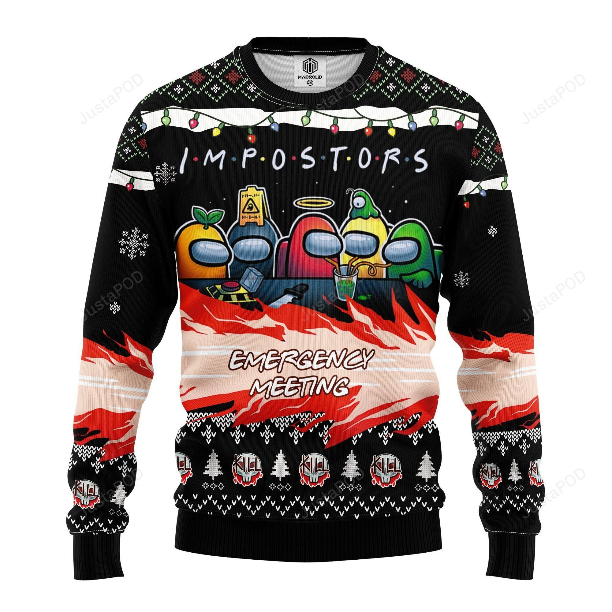 Among Us Imposter Emergency Meeting Ugly Christmas Sweater Adult 3D Funny Matching for family