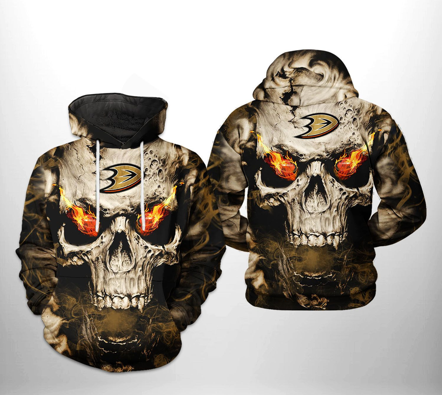 Anaheim Ducks NHL Skull 3D All Over Print Hoodie, Zip Hoodie