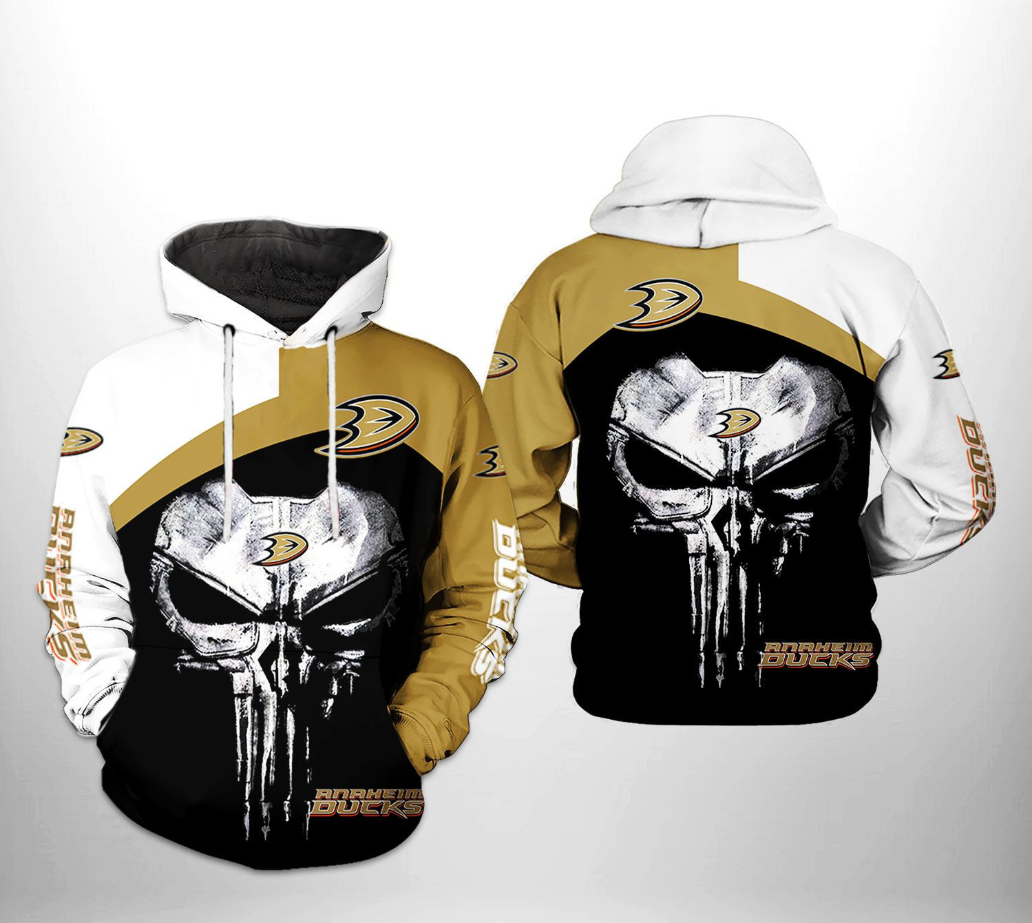 Anaheim Ducks NHL Skull Punisher 3D All Over Print Hoodie, Zip Hoodie