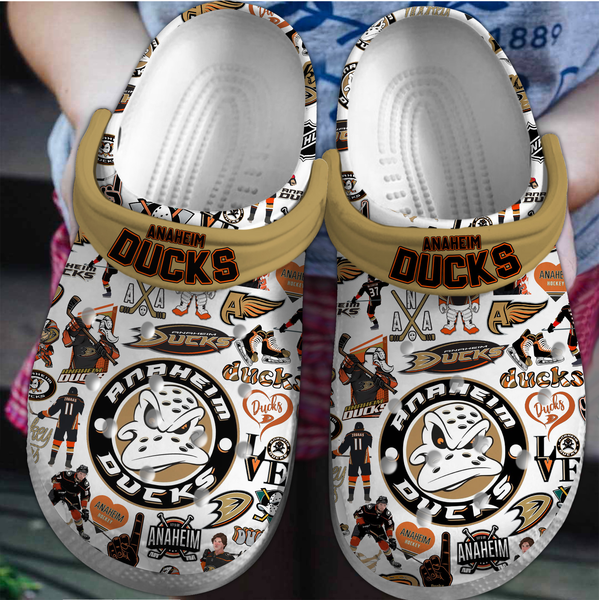 Anaheim Ducks NHL Sport Crocs Crocband Clogs Shoes Comfortable For Men Women and Kids