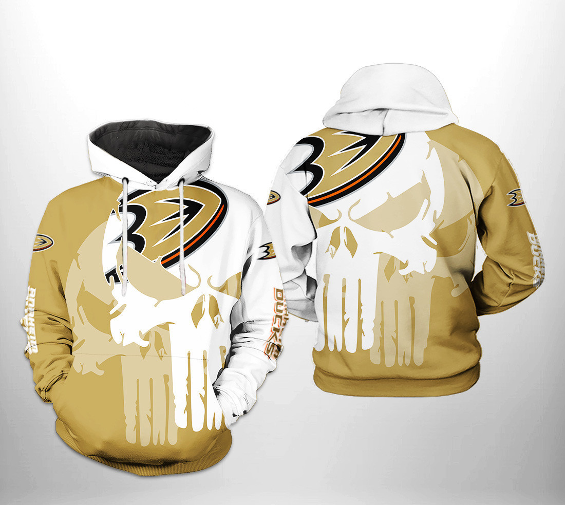 Anaheim Ducks NHL Team Skull 3D All Over Print Hoodie, Zip Hoodie