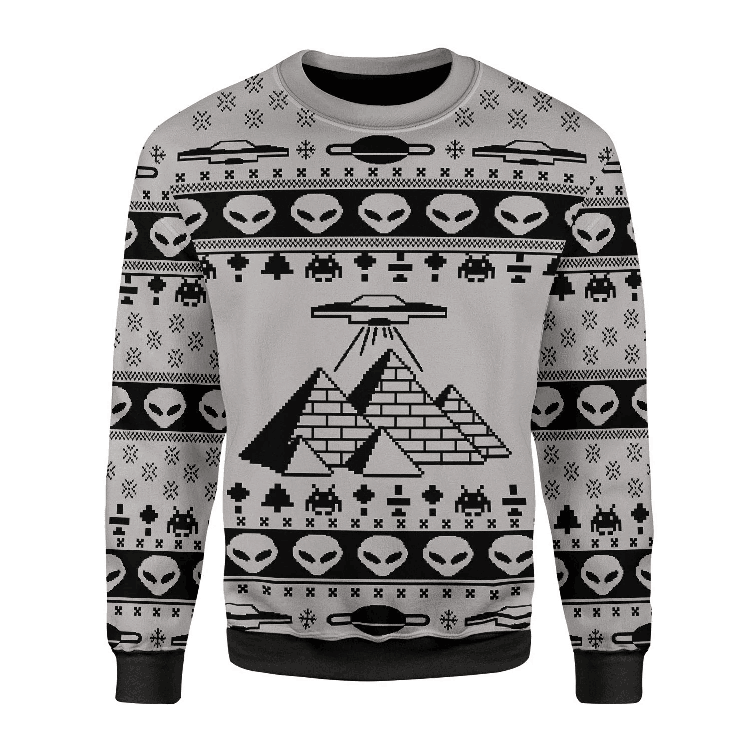 Ancient Alien Pyramid Ugly Christmas Sweater Adult 3D Funny Matching for family