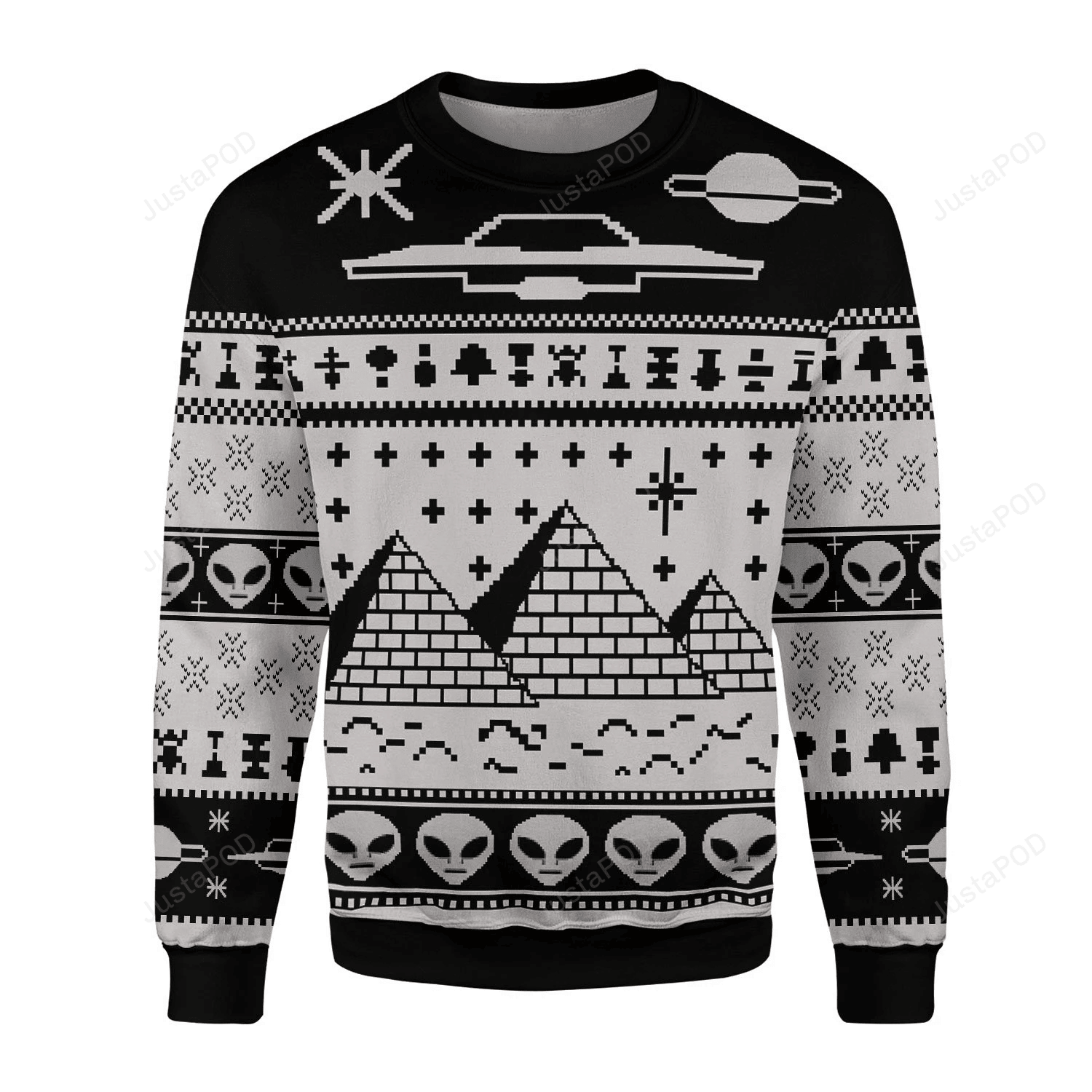 Ancient Pyramid Alien Ugly Christmas Sweater Adult 3D Funny Matching for family