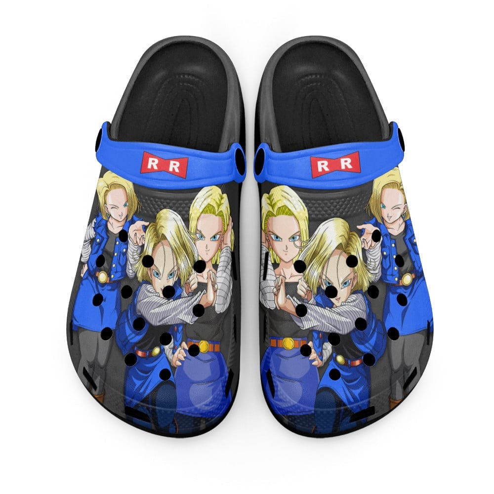 Android 18 Dragon Ball Anime Crocs Crocband Clogs Shoes Comfortable For Men Women and Kids