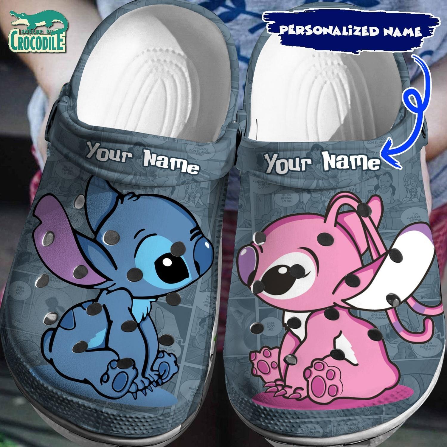 Angel And Stitch Cartoon Crocs Crocband Clogs Shoes Comfortable For Men Women and Kids