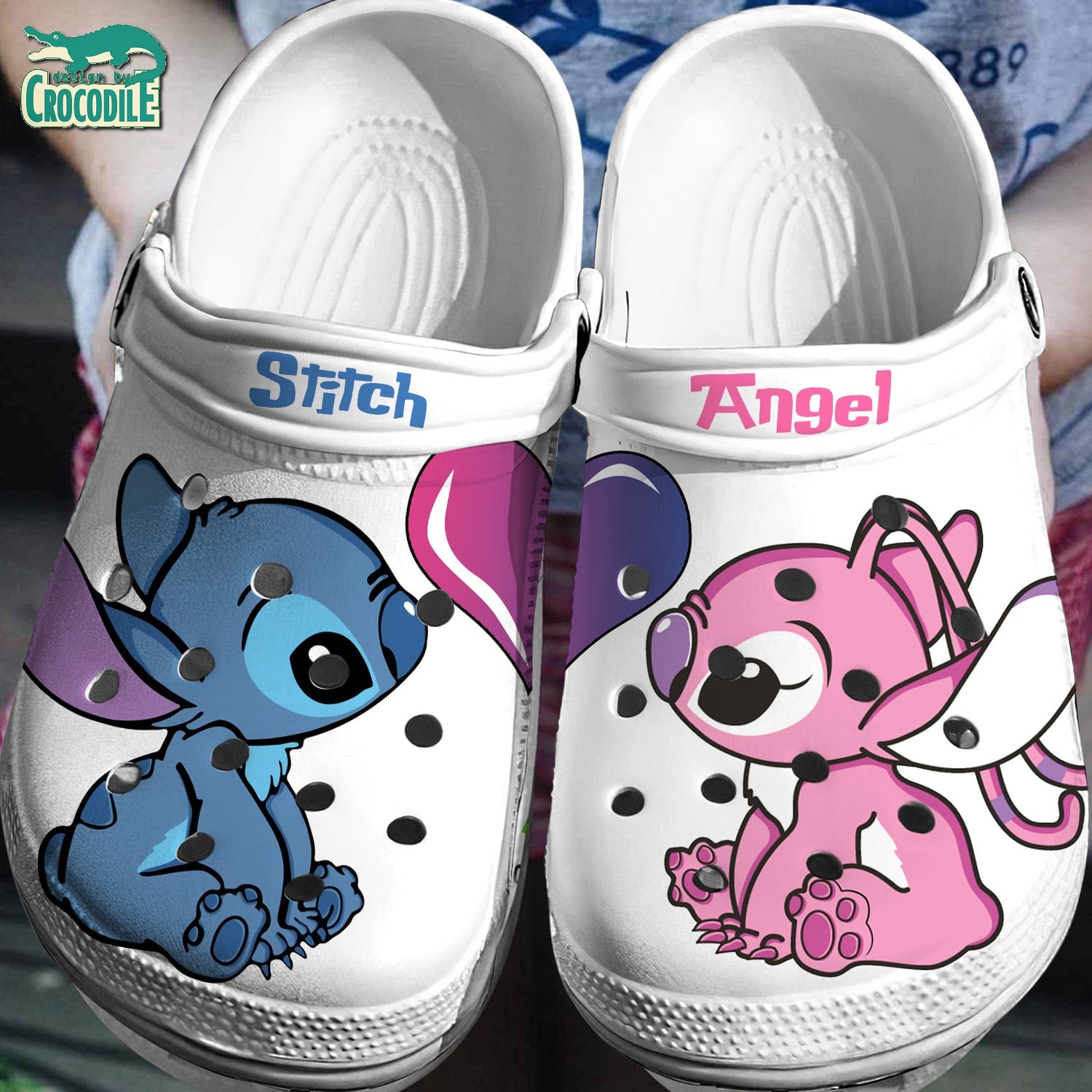 Angel And Stitch Cartoon Crocs Crocband Clogs Shoes Comfortable For Men Women and Kids
