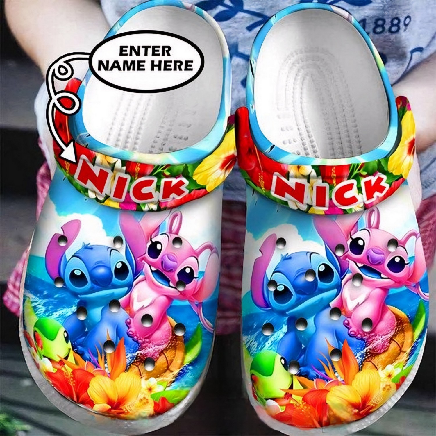 Angel And Stitch Cartoon Crocs Crocband Clogs Shoes Comfortable For Men Women and Kids