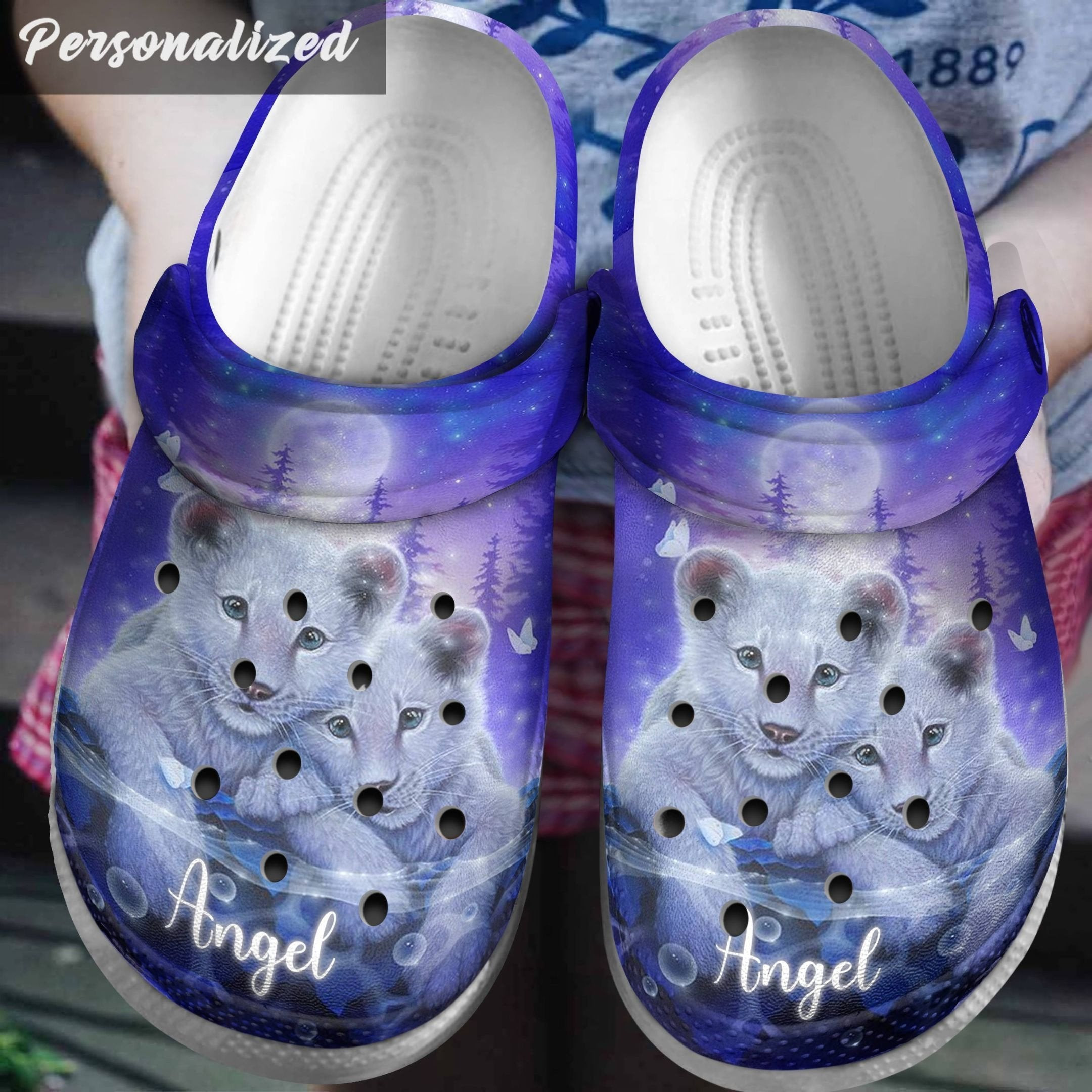 Angel Lion Custom Shoes Clogs For Men Women - Under The Moon Outdoor Shoes