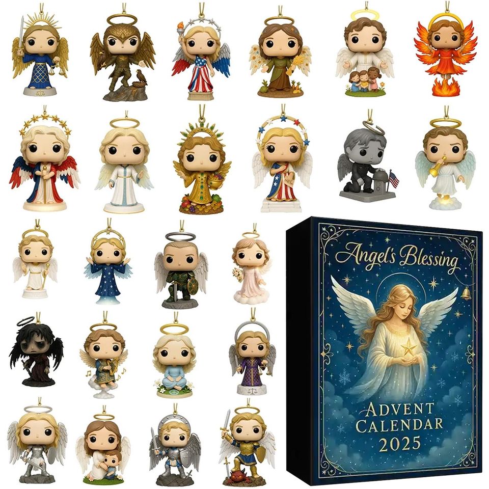 Angel's Blessing Advent Calendar 2025, 24 Day Angels Figurines: Vintage Christmas Ornament Countdown