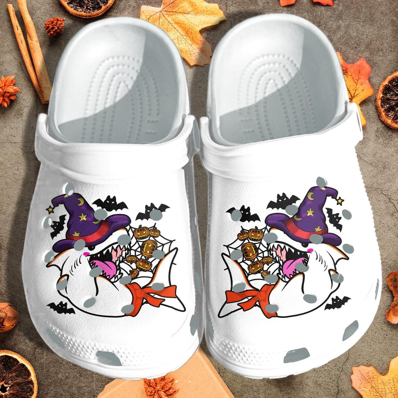 Angry Shark Witch Shoes - Happy Halloween Clog Birthday Gift For Men Women
