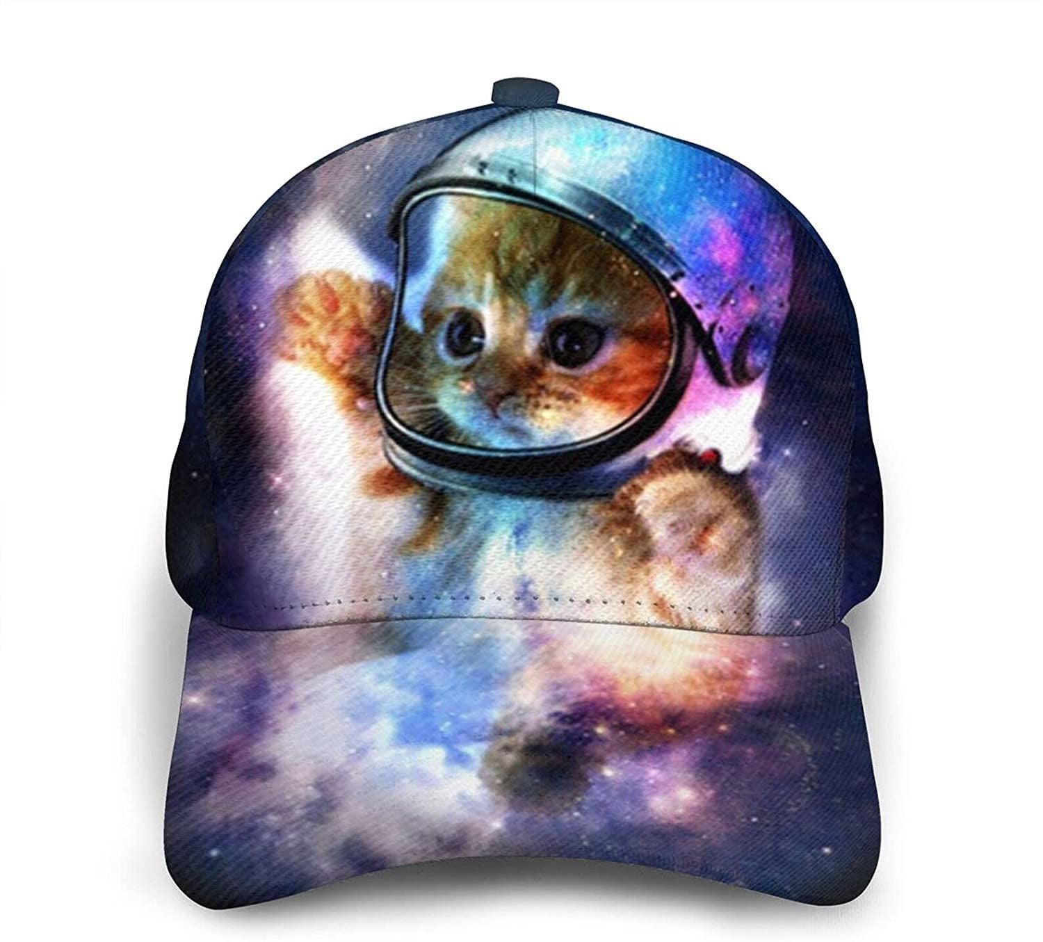 Animal Cat Astronaut Print Classic Baseball 3D Cap Adjustable Twill Sports Dad Hats For Unisex Trucker Hats Custom Hats Gifts For Men & Women