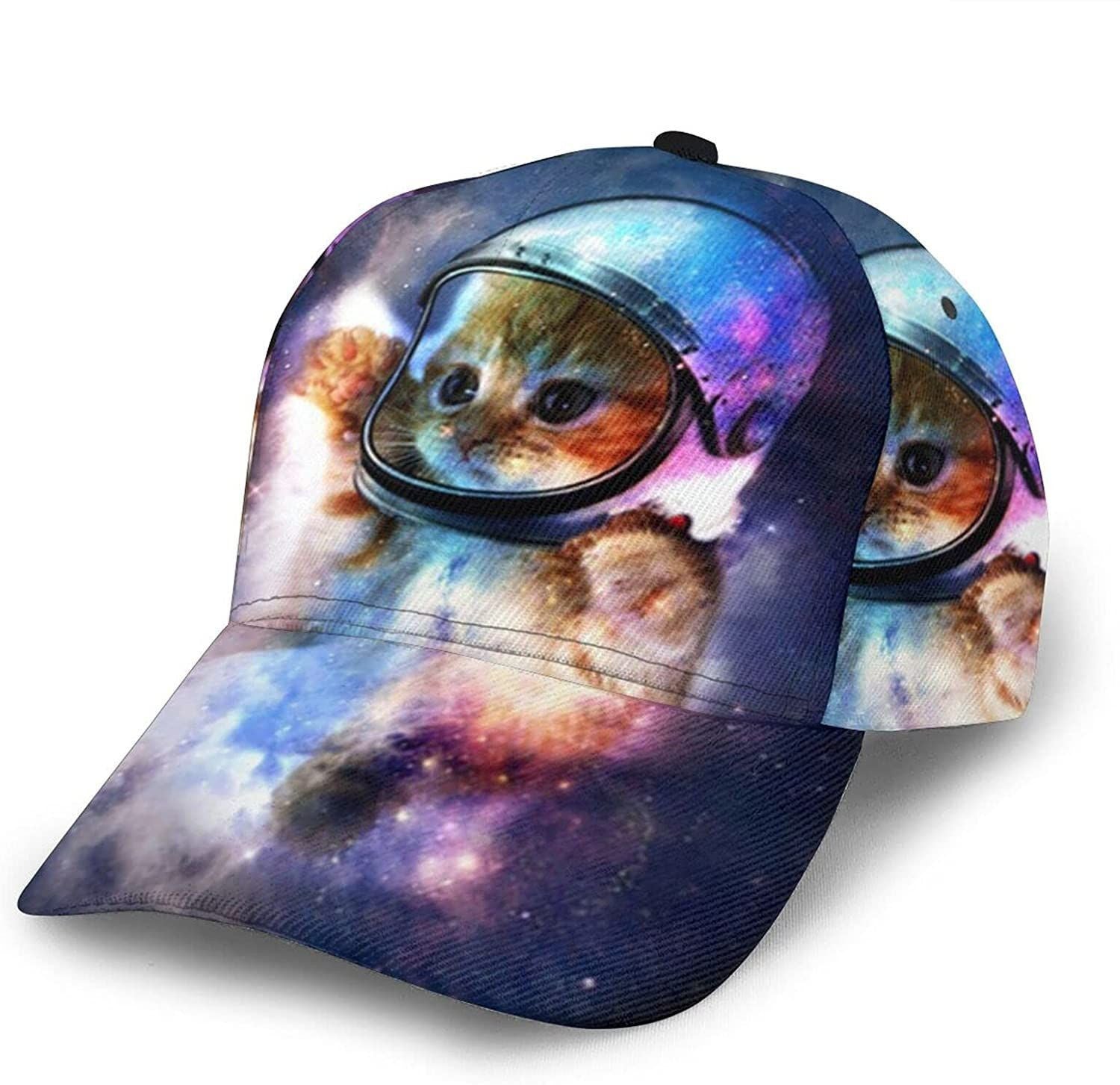 Animal Cat Astronaut Print Classic Baseball 3D Cap Adjustable Twill Sports Dad Hats For Unisex Trucker Hats Custom Hats Gifts For Men & Women
