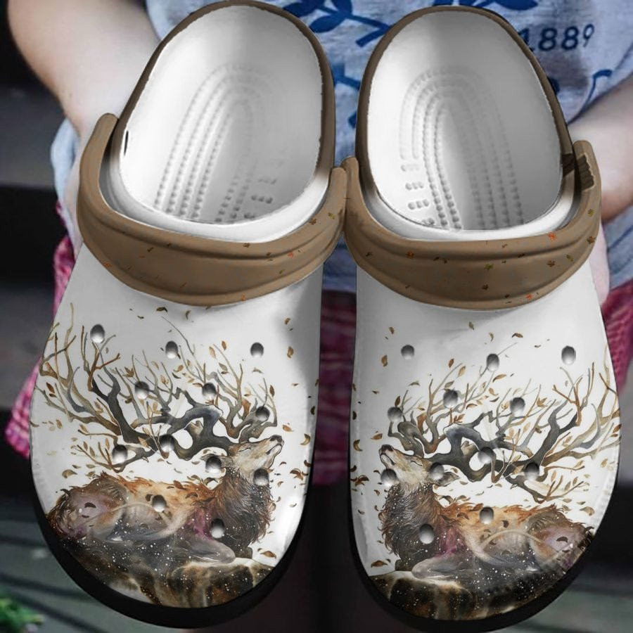 Animal Deer Fall Shoes - Autumn Forest Clog Gift For Male Female