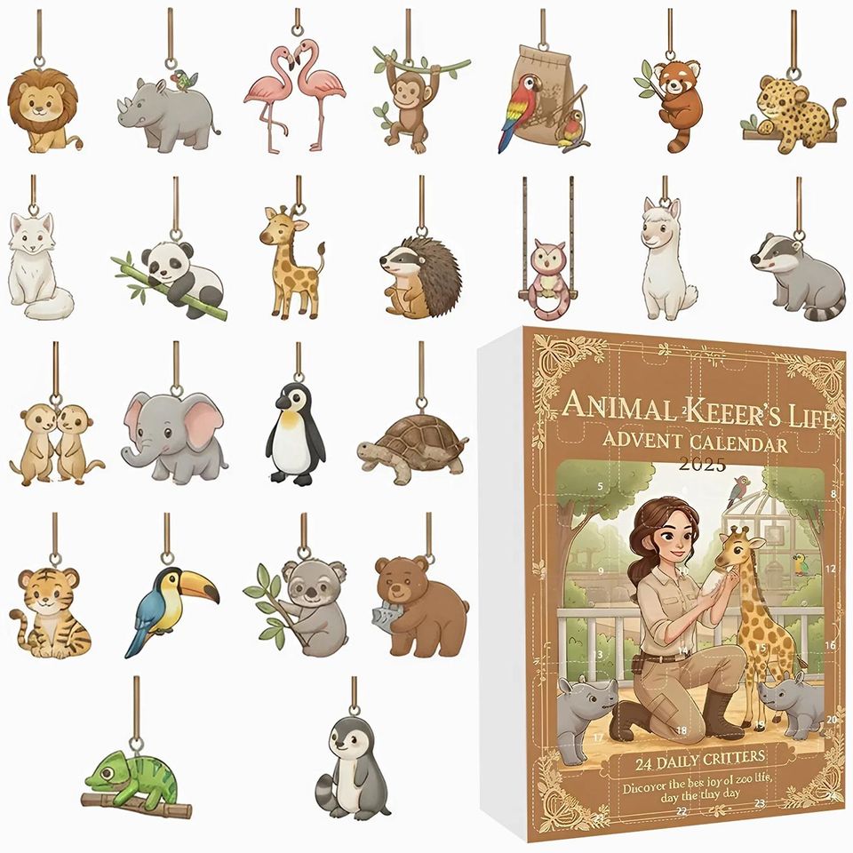 Animal Keer's Life Advent Calendar 2025, 24 Day Lion Flamingo Elephant Sea Turtle Penguin Figurines - Image 2