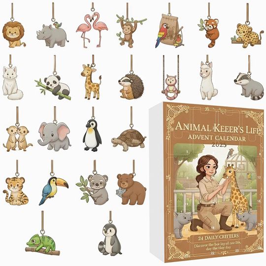 Animal Keer's Life Advent Calendar 2025, 24 Day Lion Flamingo Elephant Sea Turtle Penguin Figurines - Image 11