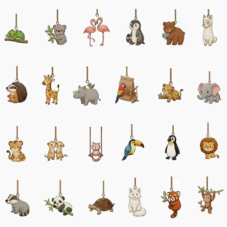 Animal Keer's Life Advent Calendar 2025, 24 Day Lion Flamingo Elephant Sea Turtle Penguin Figurines - Image 3