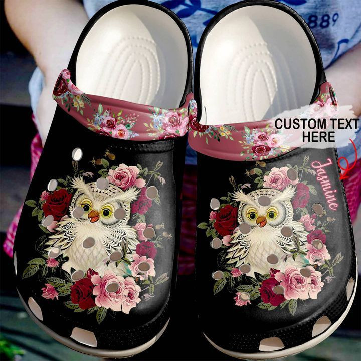 Animal - Owl Personalized Red Floral Clog Shoes For Men And Women