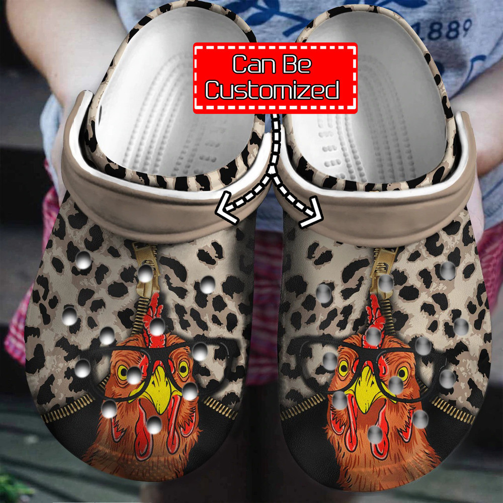 Animal - Personalized Chicken Leopard Pattern Clog Shoes For Men And Women