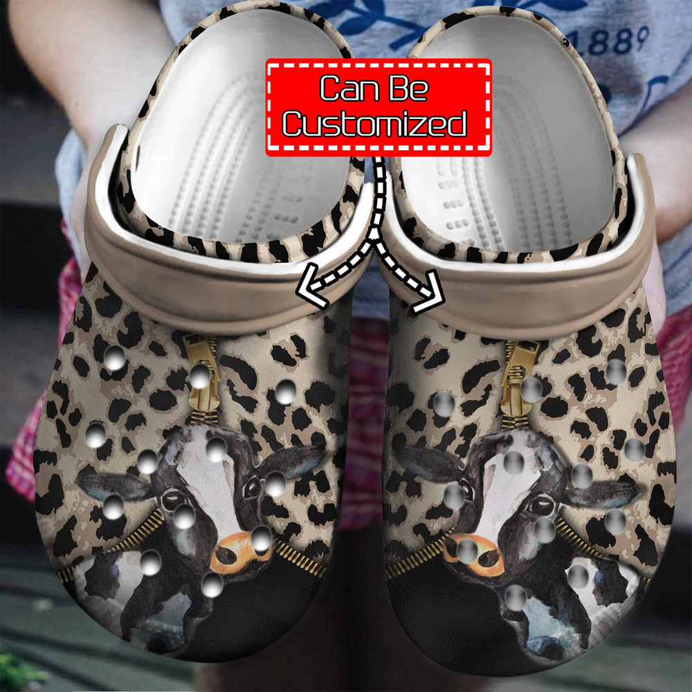 Animal - Personalized Cow Leopard Pattern Clog Shoes For Men And Women