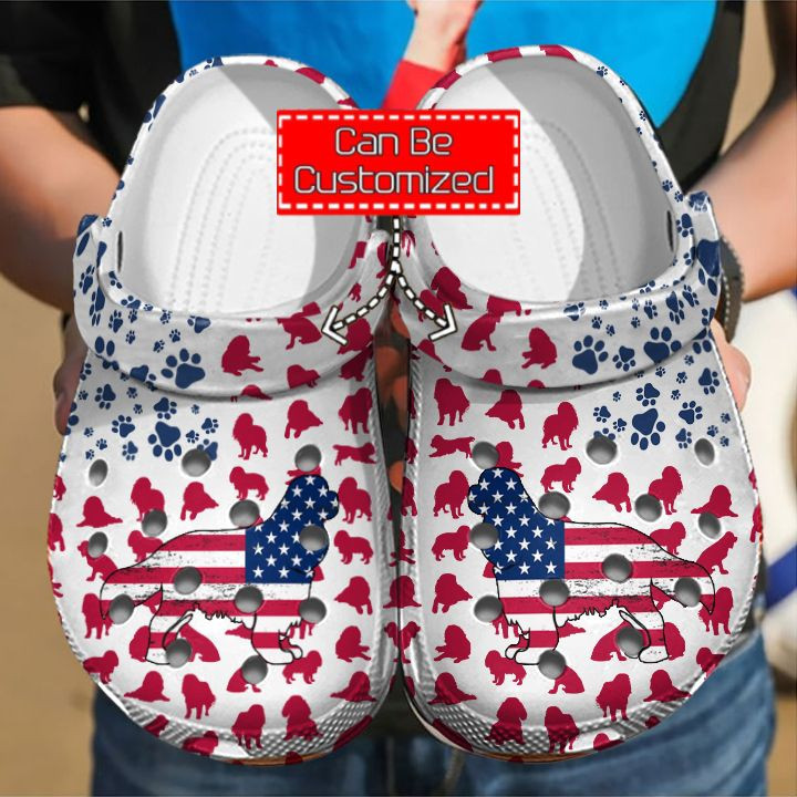 Animal Print - Cavalier King Charles Spaniel American Flag Clog Shoes For Men And Women