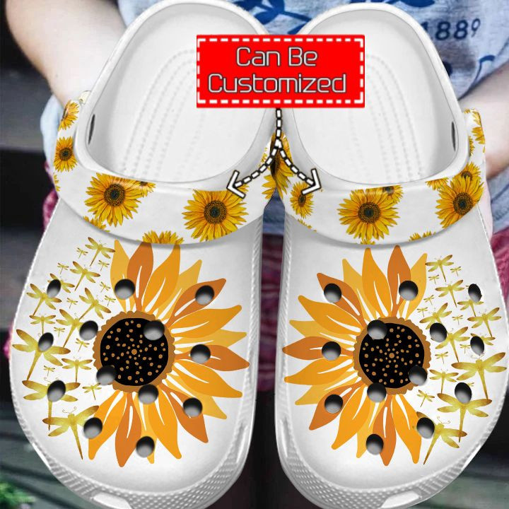 Animal Print - Dragonfly Sunflower Clog Shoes For Men And Women