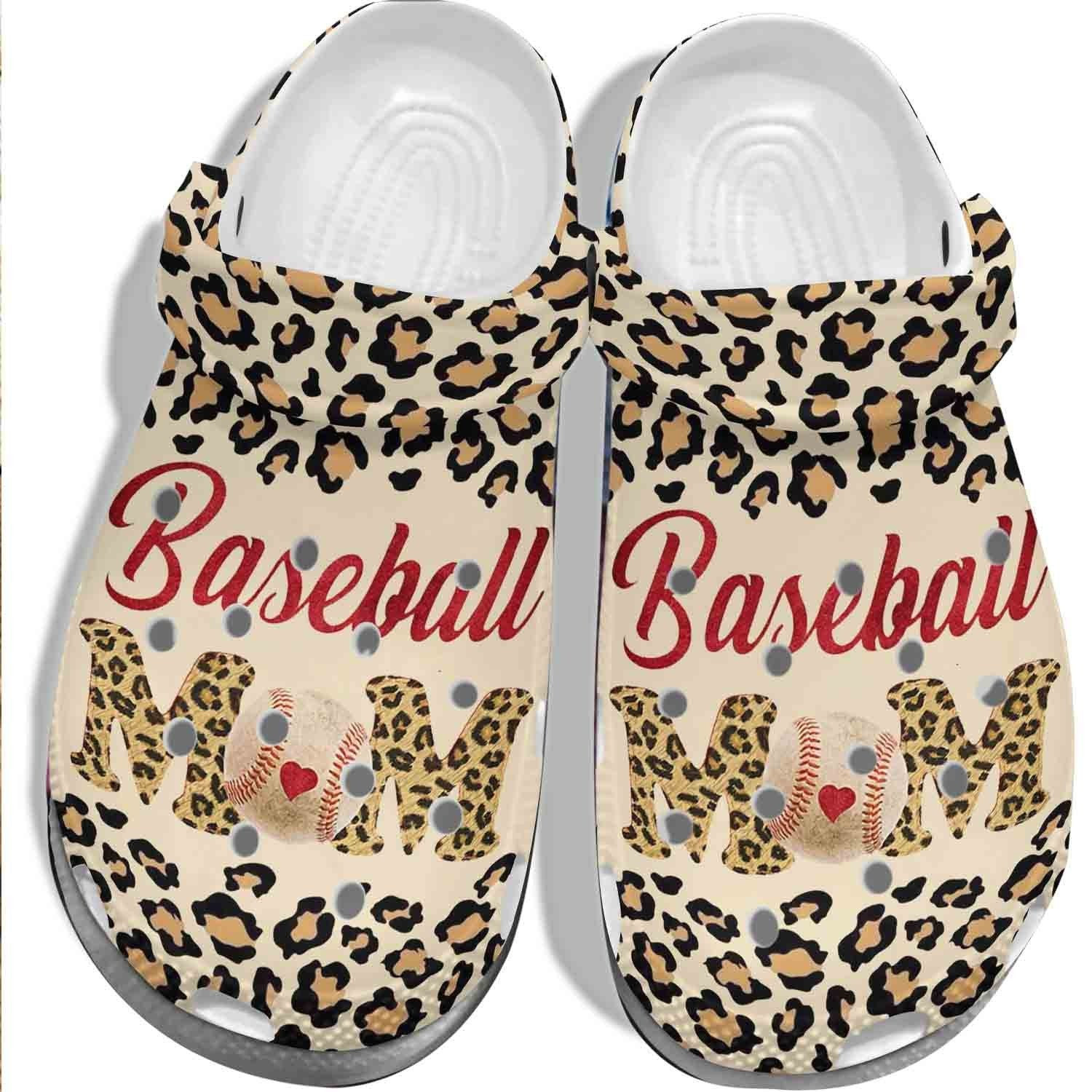 Animal Skin Baseball With Heart Outdoor Shoe - Baseball Mom Custom Shoes Clogs For Mother Day