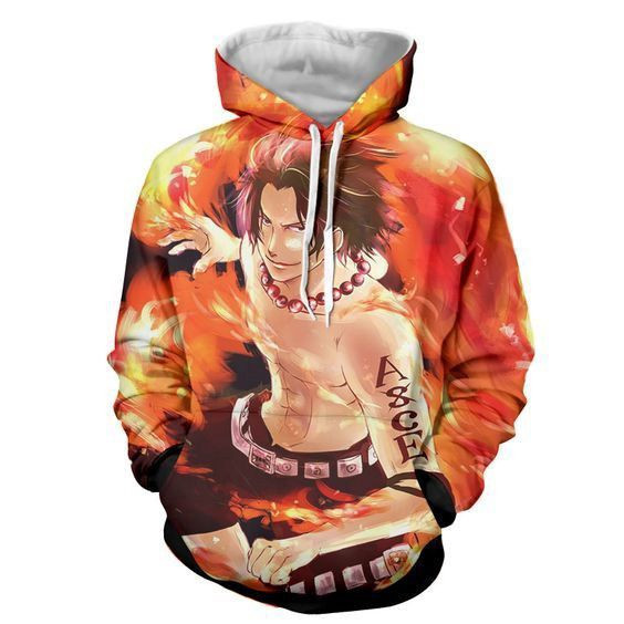 Anime One Piece Ace 3D All Over Print Hoodie, Zip Hoodie