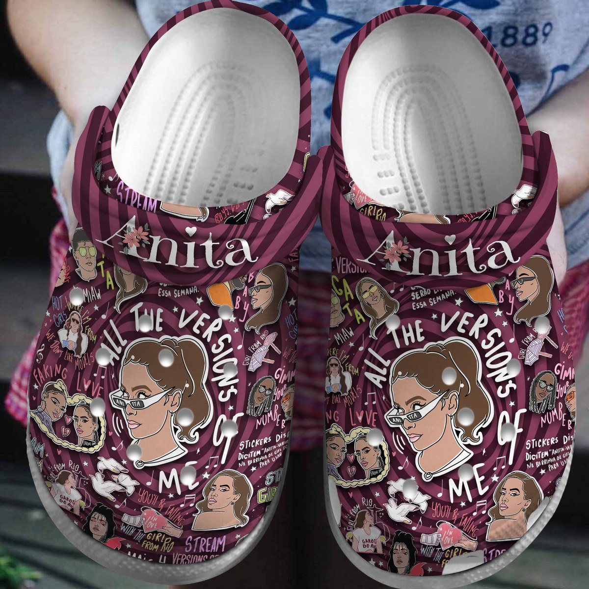 Anitta Versions of Me Album Music Crocs Crocband Clogs Shoes Comfortable For Men Women and Kids