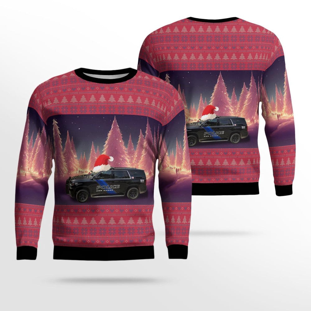 Ann Arbor Michigan Ann Arbor Police Department AOP Ugly Sweater Xmas Unisex Sweater Christmas Gifts for Men Women