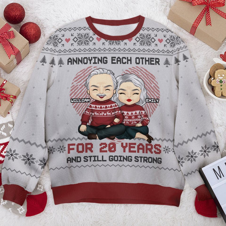 Annoying Couple For Years - Personalized Unisex Ugly Christmas Sweatshirt - Gift For Couple, Husband Wife, Anniversary, Engagement, Wedding