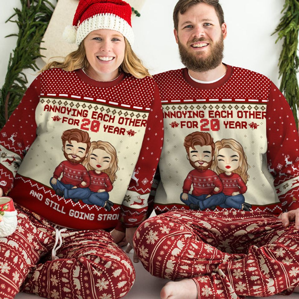 Annoying Each Other For Ages - Couple Personalized Custom Ugly Sweatshirt - Christmas Gift For Husband Wife, Anniversary