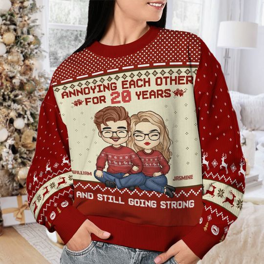 Annoying Each Other For Ages - Couple Personalized Custom Ugly Sweatshirt - Christmas Gift For Husband Wife, Anniversary - Image 6
