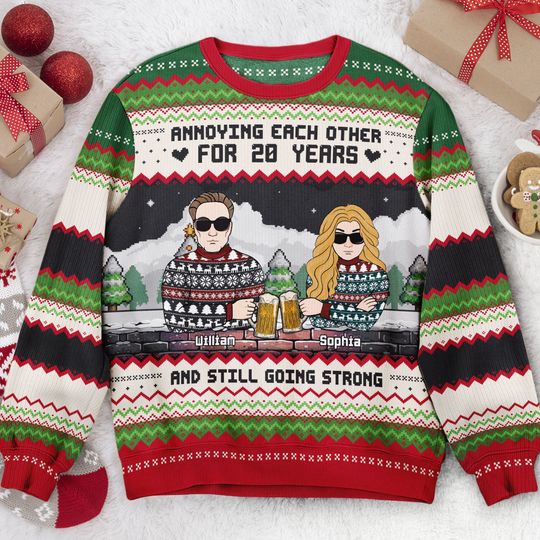 Annoying Each Other Foryears And Still Going Strong - Personalized Ugly Sweater - Image 4