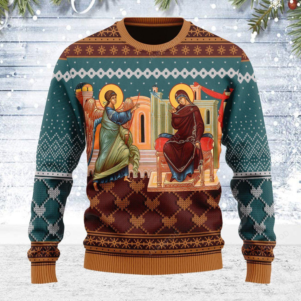 Annunciation Of The Mother Of God Ugly Christmas Sweater Adult 3D Funny Matching for family