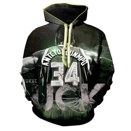 Antetokounmpo Milwaukee Bucks 34Th Zip 3D All Over Print Hoodie, Zip Hoodie