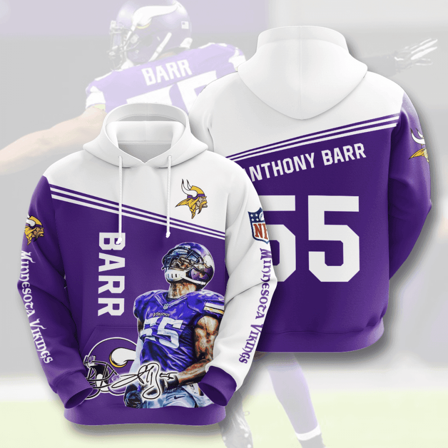 Anthony Barr Minnesota Vikings 3D All Over Print Hoodie, Zip Hoodie
