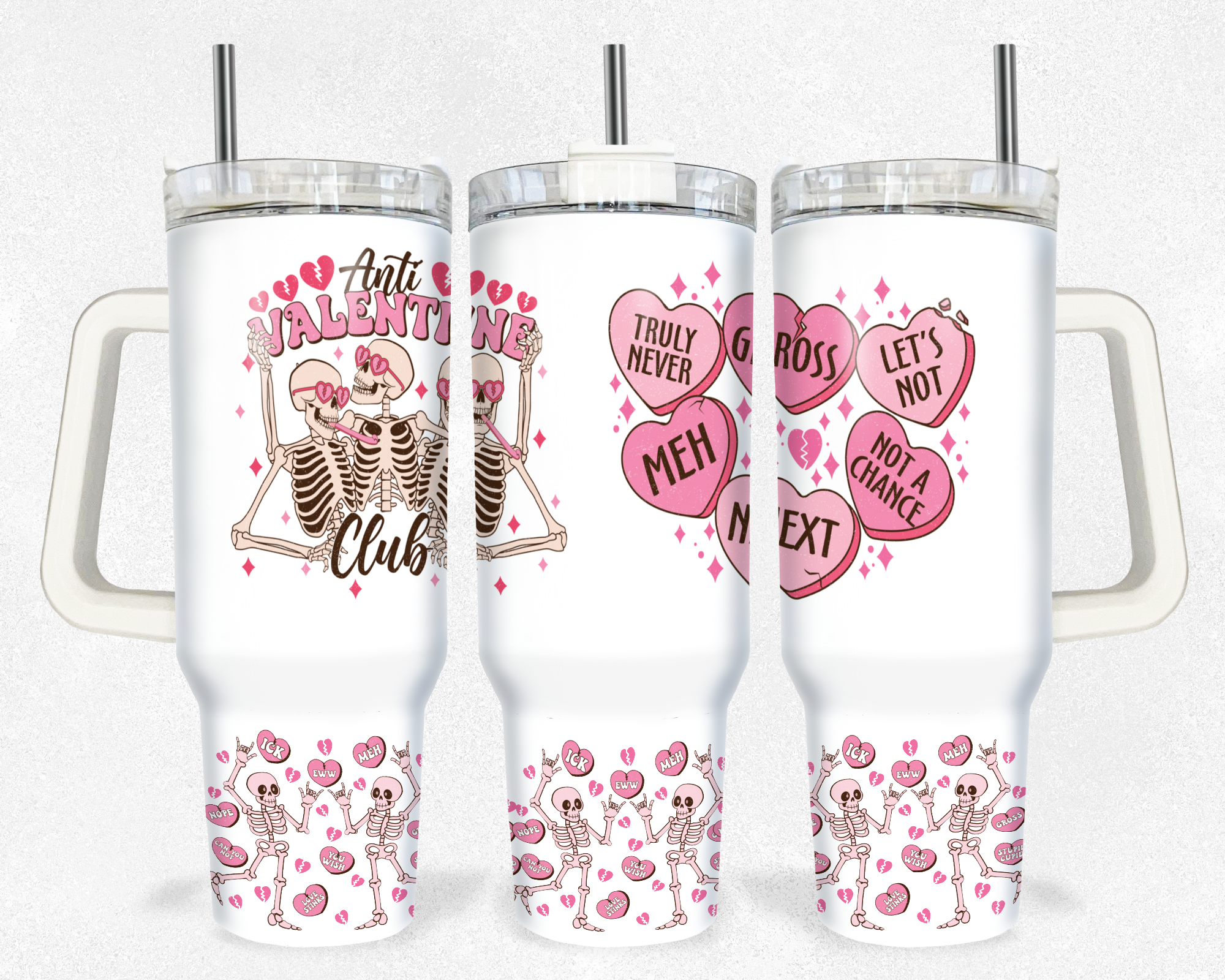 Anti Valentine Skellies And Hearts Custom Stanley Cup 40 oz 30 oz Tumbler With HandleTVC2301174