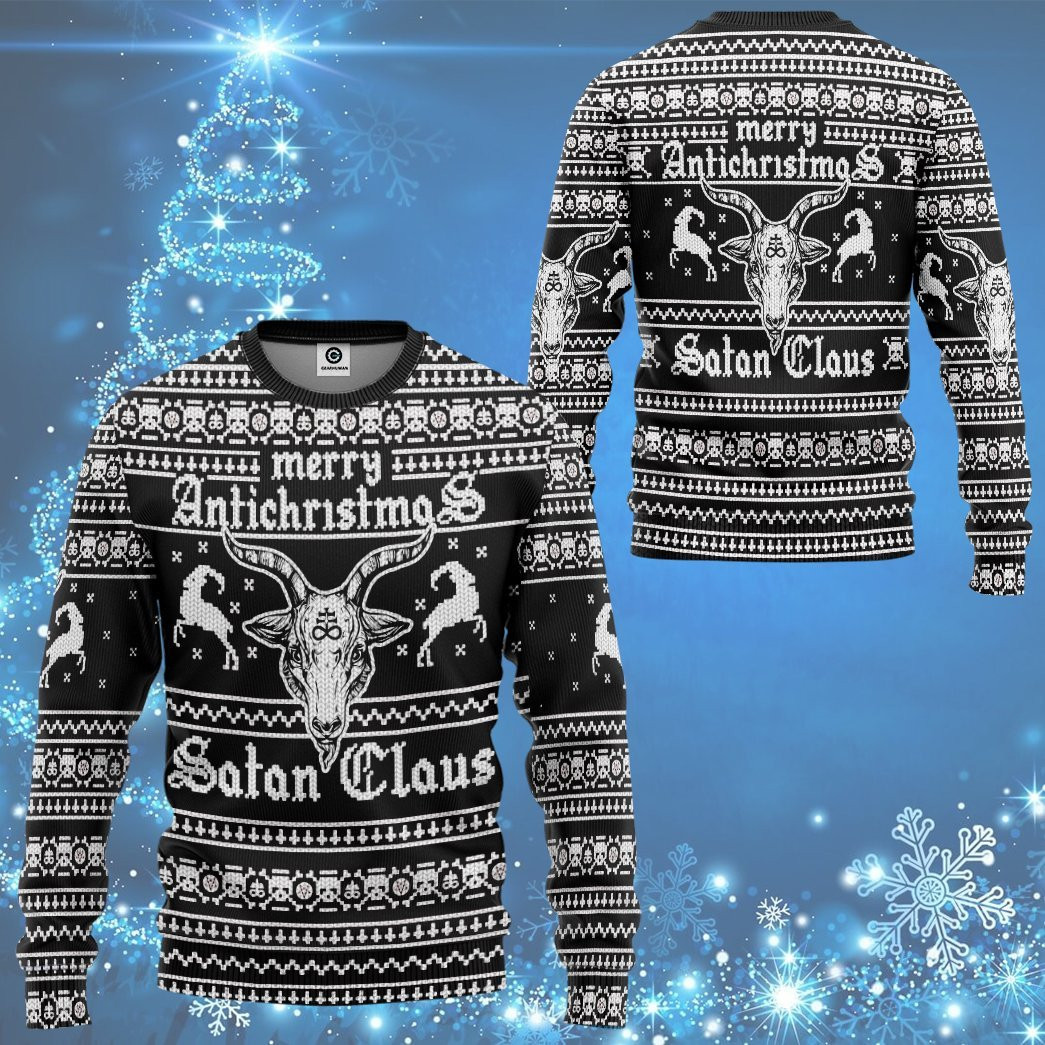 Antichristmas Satan Claus Ugly Christmas Sweater Adult 3D Funny Matching for family