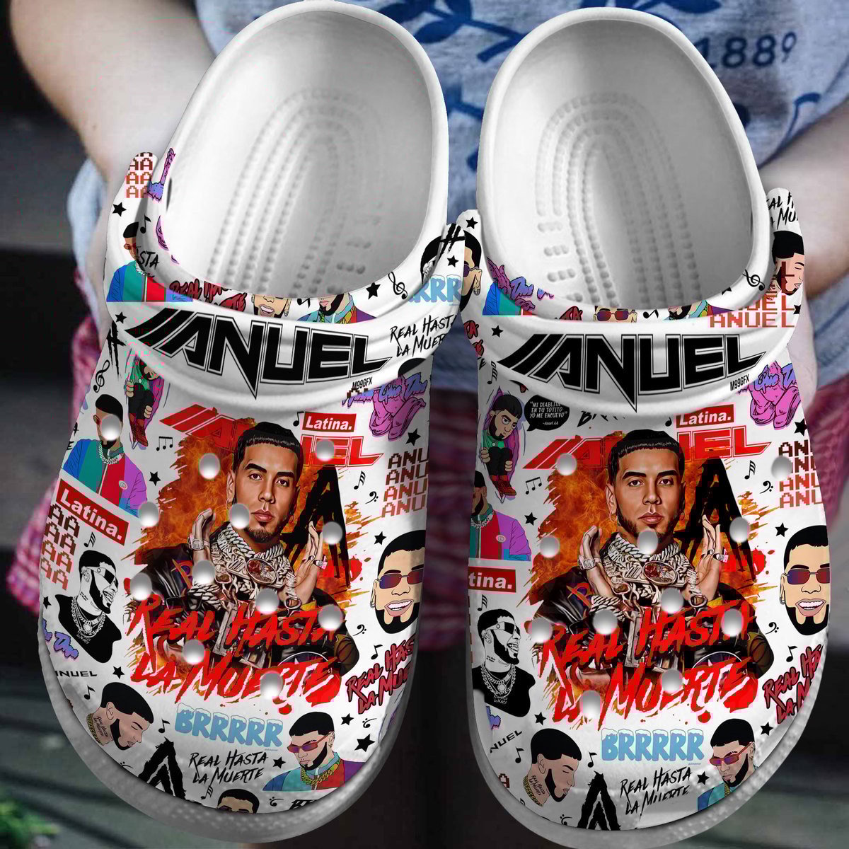 Anuel AA Rapper Music Crocs Crocband Clogs Shoes Comfortable For Men Women and Kids